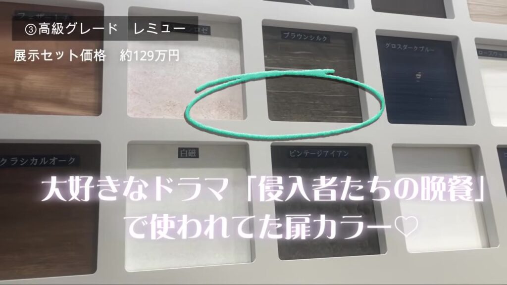 レミューの扉カラーのサンプルを近くで見たところ
