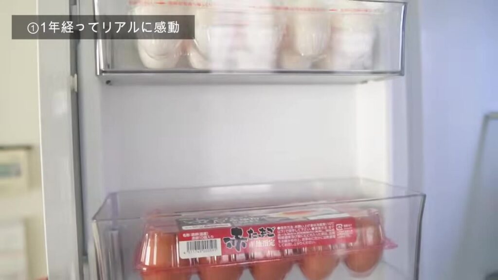 冷蔵庫のドアポケットに10個入りの卵パックをそのまま収納