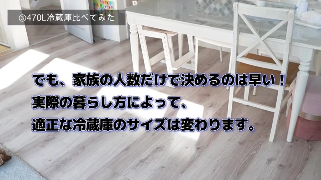 家族の人数だけでなく暮らし方で冷蔵庫のサイズを選ぶ