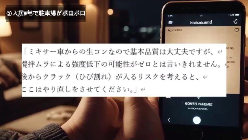 外構屋さんからの返信。撹拌ムラによる強度低下とクラックのリスク