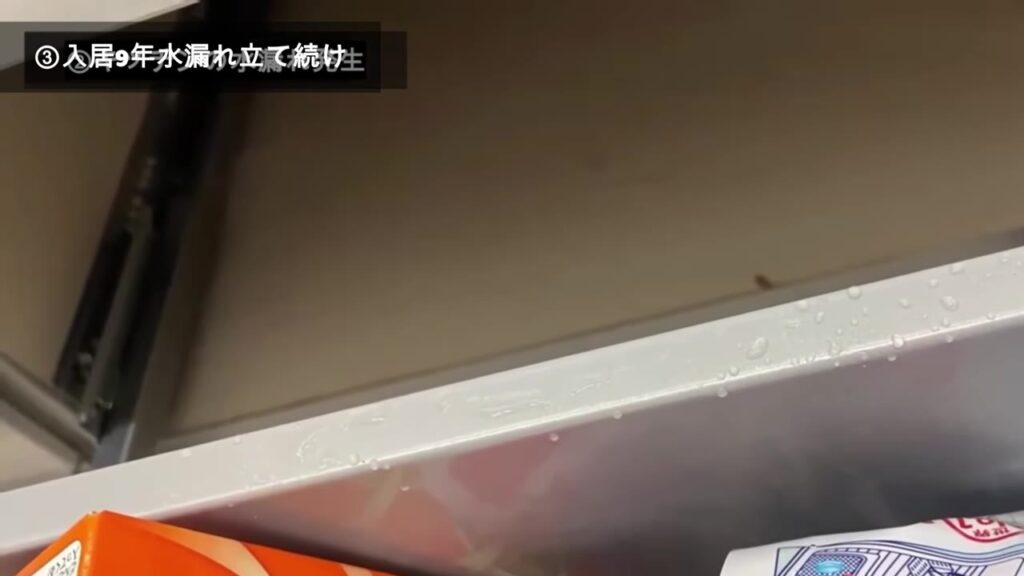 キッチンの蛇口の下の給水ホース。破損して水漏れしていた