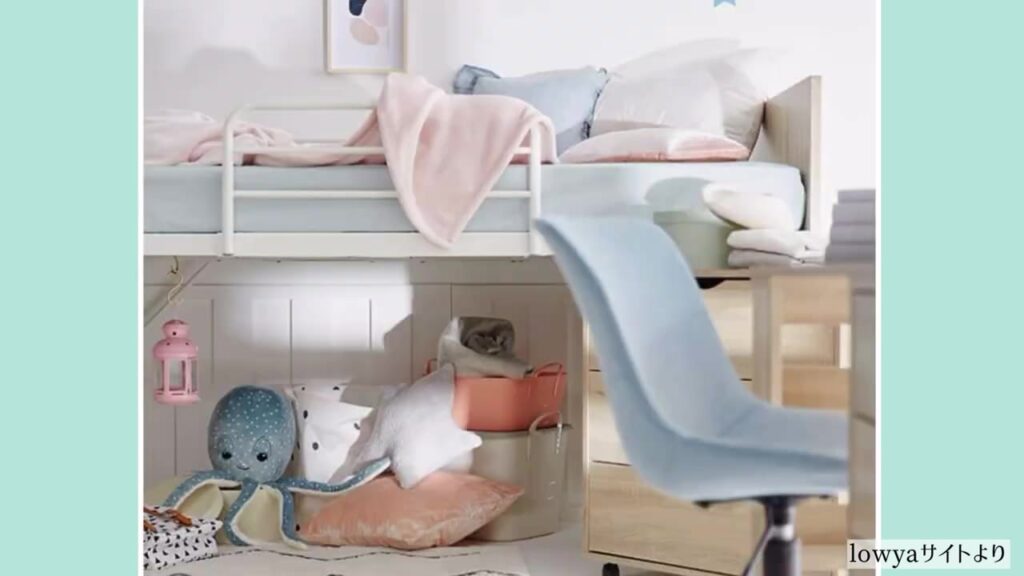 システムベッドの下に収納できる子供部屋レイアウト