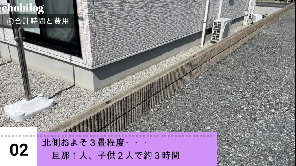 防草シートを敷く前の北側の砂利