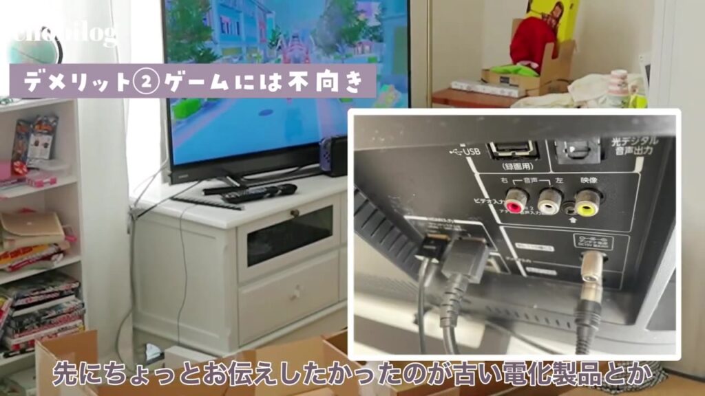 古いテレビの赤白黄色の端子とHDMI端子
