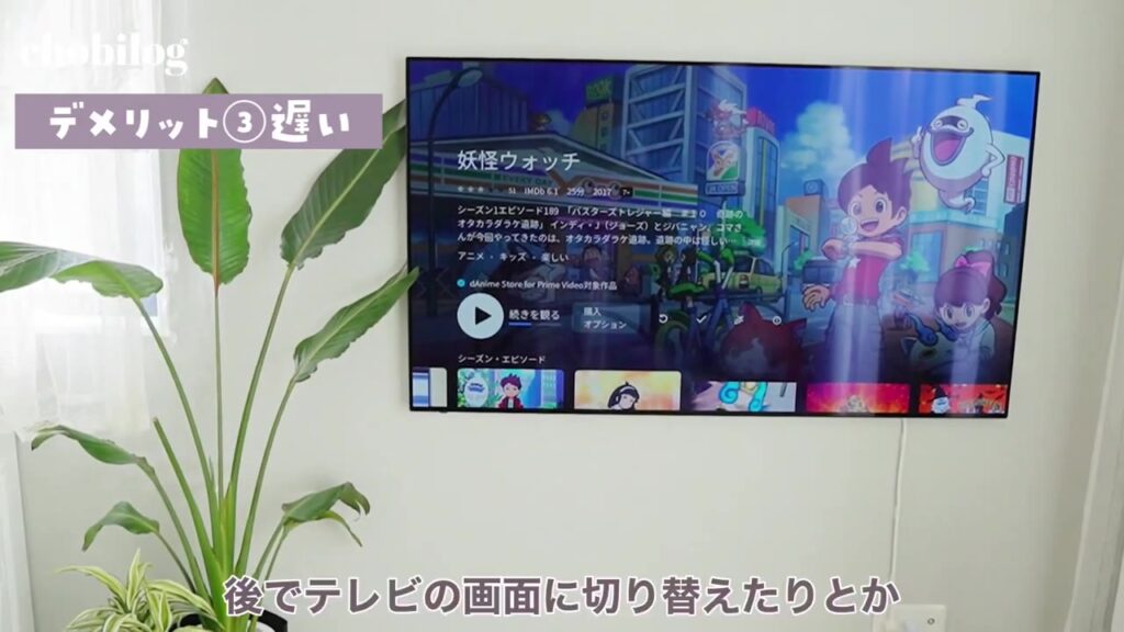 ウォールフィットテレビでAmazonプライムビデオを表示した画面