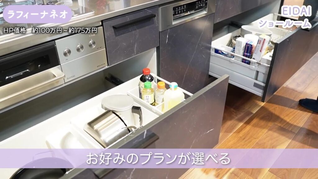 ラフィーナネオの引き出し収納に調味料を収納